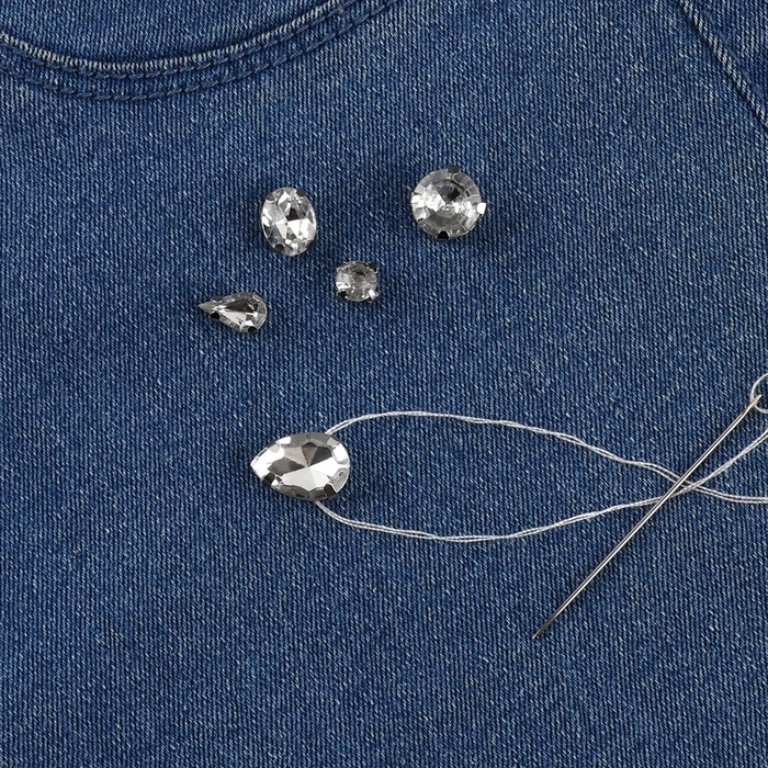 Стразы пришивные &laquo;Ассорти&raquo;, в оправе, набор 50 шт, цвет серебристый