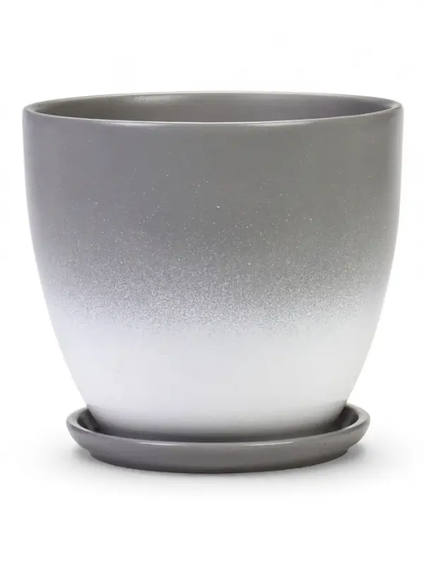 Горшок цветочный с поддоном 2,5 л, d18/h16 см серый керамика, "Туман" (М)