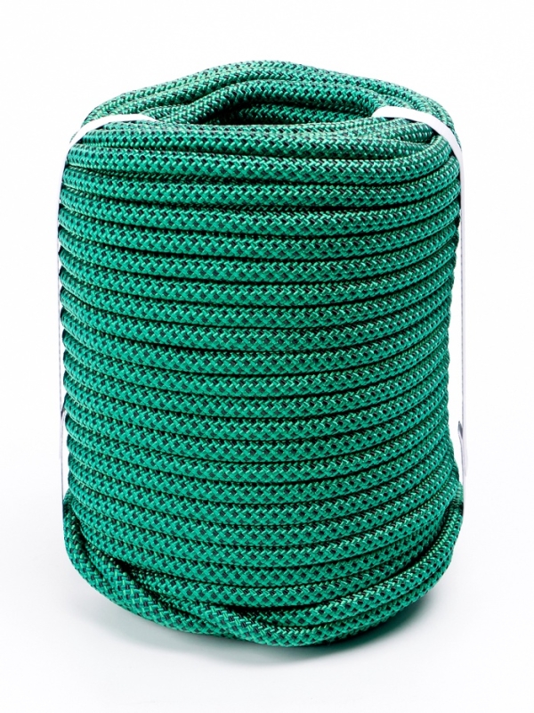 Веревка страховочно-спасательная "Climb" 32 прядная, черно-зеленая, d= 8 мм, 50 м