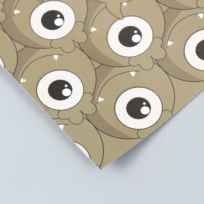 Бумага для скрапбукинга двусторонняя "Монстрики и листья" плотность 180 гр 30,5х32 см