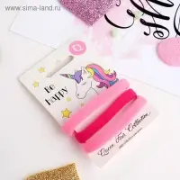 Резинка для волос "Трио" (набор 3 шт) единорог, 5,5 см, розовый