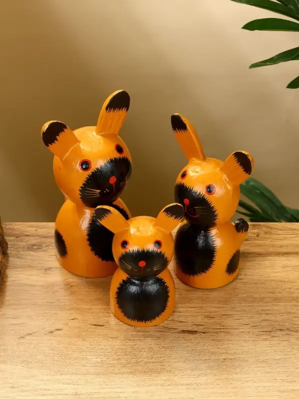 Набор сувенирный &laquo;Котики&raquo;, h=14 см, h=13 см, h=10 см, дерево, рыжий