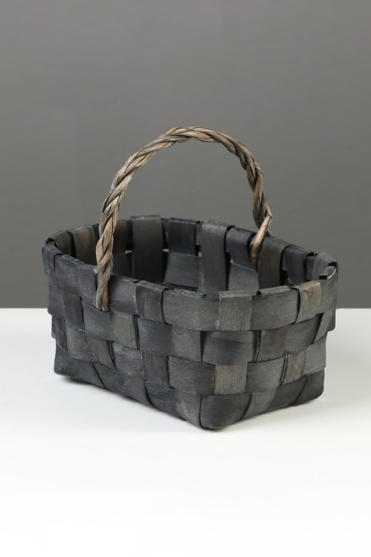 Корзина плетёная, 22&times;15&times;12 см, ручка h=12 см, ива, серая