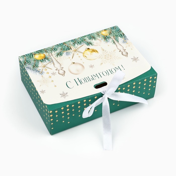 Коробка подарочная новогодняя складная двухсторонняя &laquo;Новогодние шары&raquo;, 16.5 х 12.5 х 5 см, Новый год