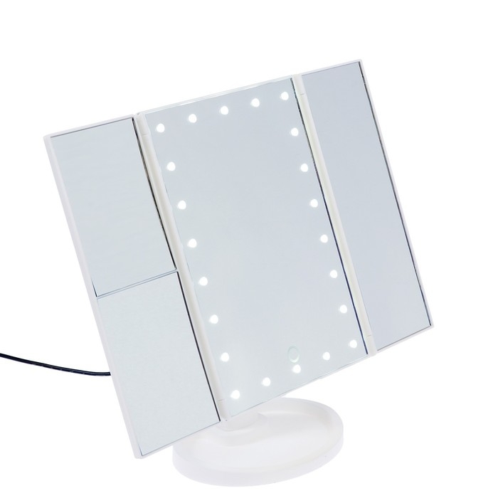 Зеркало Luazon KZ-07, подсветка, 30&times;18&times;7 см, 22 диода, 4хААА, (не в комплекте), белое