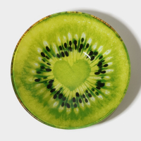 Набор тарелок стеклянных Доляна &laquo;Романтичный киви&raquo;, 19 предметов: 6 десертных тарелок, 6 обеденных тарелок, 6 мисок, салатник