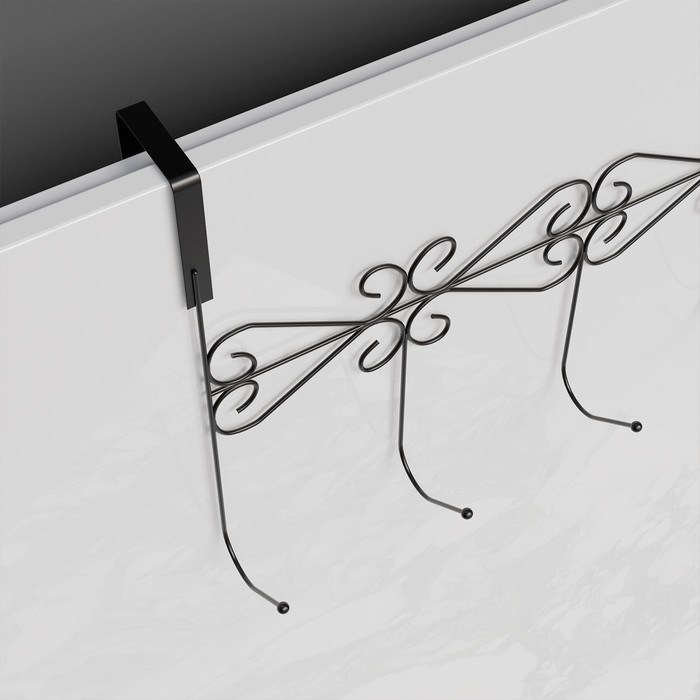 Вешалка на дверь на 5 крючков Доляна &laquo;Вензель&raquo;, 38&times;22,5&times;10 см, цвет чёрный