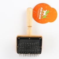 Щётка - пуходёрка деревянная "Премиум" с каплями, для длинношерстных животных, основание 80 х 60 мм