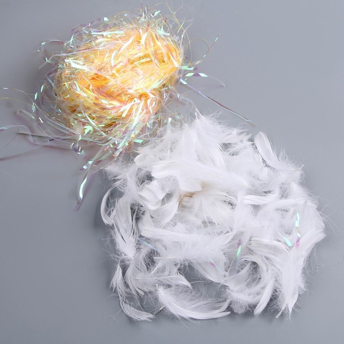 Набор для творчества и декора &laquo;Перья белые + наполнитель&raquo;, цвет оранжевый