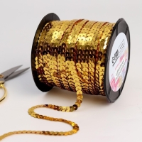 Пайетки на нити, 6 мм, 91 &plusmn; 1 м, цвет золотой №242