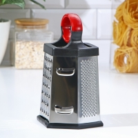 Тёрка шестигранная Доляна &laquo;Нео&raquo;, 12,5&times;10,5&times;20,5 см, прорезиненное дно, цвет чёрный, красный