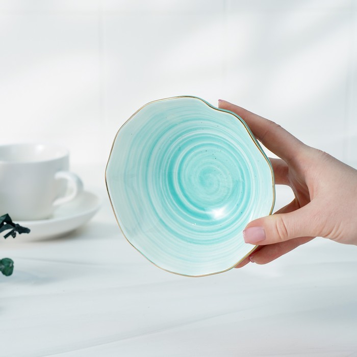 Салатник фарфоровый Доляна &laquo;Млечный путь&raquo;, 400 мл, d=13,5 см, цвет бирюзовый