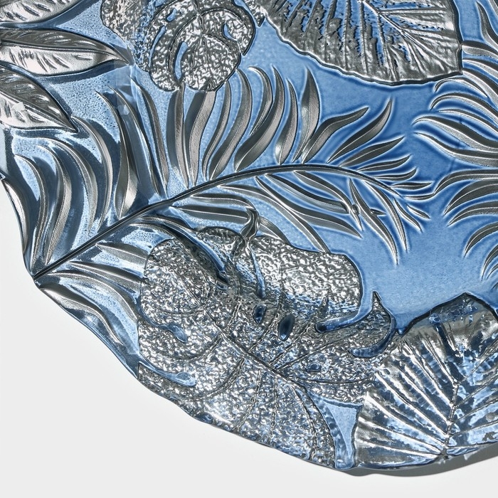 Тарелка стеклянная &laquo;Арабис&raquo;, d=28 см, цвет голубой