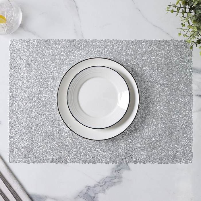 Салфетки сервировочные на стол Доляна &laquo;Соломка&raquo;, 30&times;45 см, 4 шт, серебряные