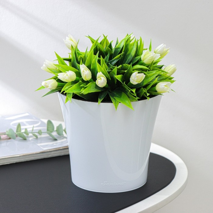 Кашпо для цветов со вставкой &laquo;Арте&raquo;, 2 л, цвет бело-чёрный