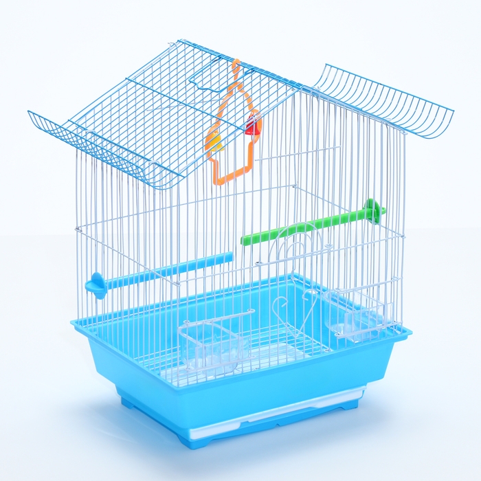 Клетка для птиц укомплектованная Bd-1/1d, 30 х 23 х 39 см, голубая (фасовка 12 шт)