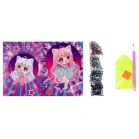 Алмазная мозаика с частичным заполнением на открытке &laquo;Милая девочка&raquo; для детей