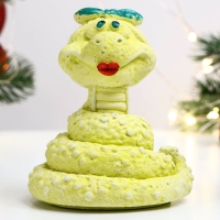 Новый год. Символ 2025. Фигура "Змея Марфа" лимонная, 8х7х6см