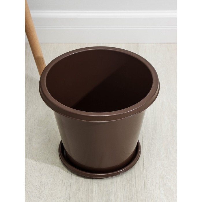 Горшок для цветов с поддоном &laquo;Эконом&raquo;, 10 л, пластиковый, цвет коричневый