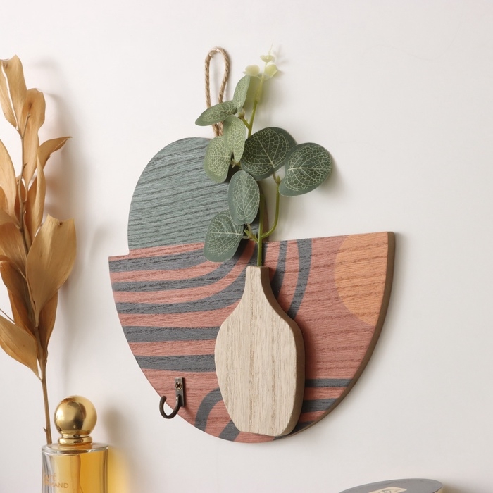 Крючки декоративные дерево "Абстракция. Роза в вазе" 1,5х19х23,5 см