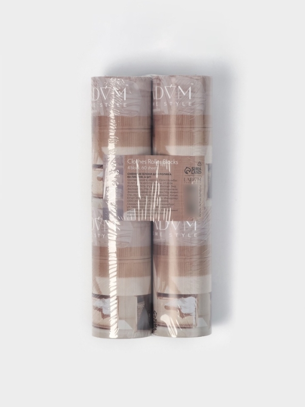 Сменный блок для ролика LaDо́m, 4 шт по 60 листов, 3.8&times;10 см, винтовая намотка