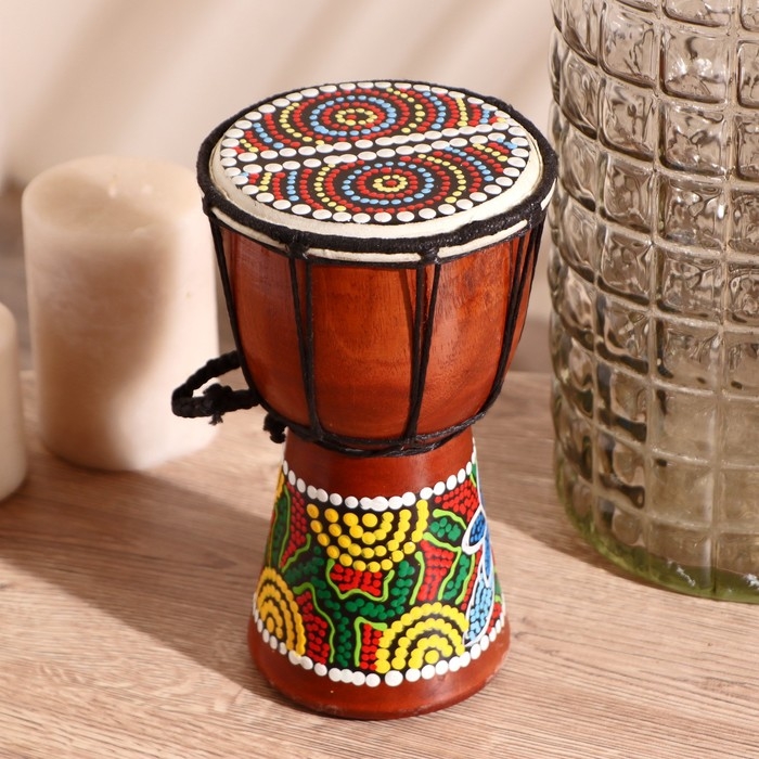 Сувенирный музыкальный инструмент "Барабан Джембе Цветочный узор" 11x11x20 см МИКС