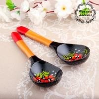 Ложка &laquo;Чернушка&raquo;, салатная, 6&times;21, хохлома