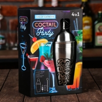 Набор для приготовления коктейлей &laquo;Главный по коктейлям&raquo;, гейзер, джиггер, шейкер 600 мл, ложка