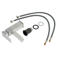 Смеситель для раковины ZEIN Z2942, картридж 40 мм, короткий излив, нерж сталь, сатин