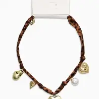 Колье "Новый стиль" микс подвесок, светло-коричневый леопард, в золоте 40+удл