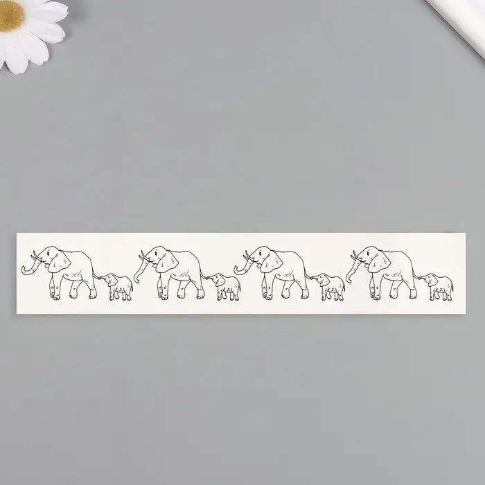 Переводная тату на тело чёрная &laquo;Браслет. Слоны&raquo;, 20&times;3 см