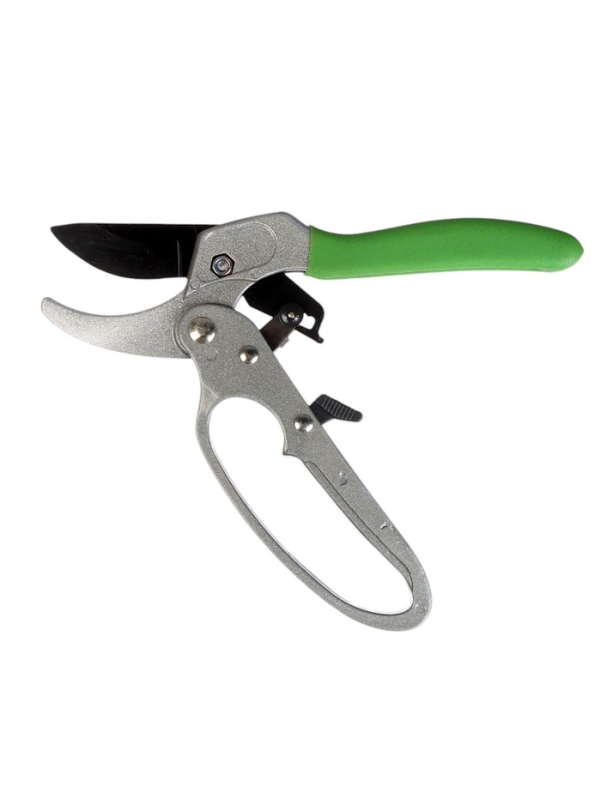 Секатор контактный, 8" (20 см), с храповым механизмом, металлические ручки, Greengo