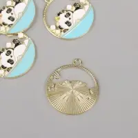 Декор для творчества металл, эмаль "Пандочка в ванной" 2,8х2,5 см