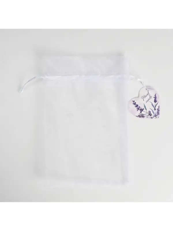 Мешочек подарочный органза белый &laquo;Лаванда&raquo;, с шильдиком, 16 х 24 см +/- 1.5 см