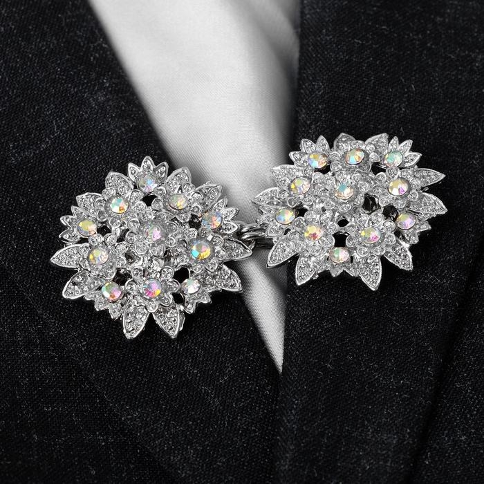 Зажим для кардигана &laquo;Соцветие&raquo;, цвет радужный в серебре