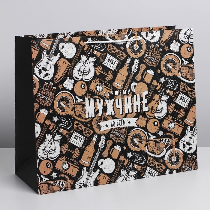 Пакет подарочный ламинированный, упаковка, &laquo;Лучшему мужчине&raquo;, XL 49 х 40 х 19 см