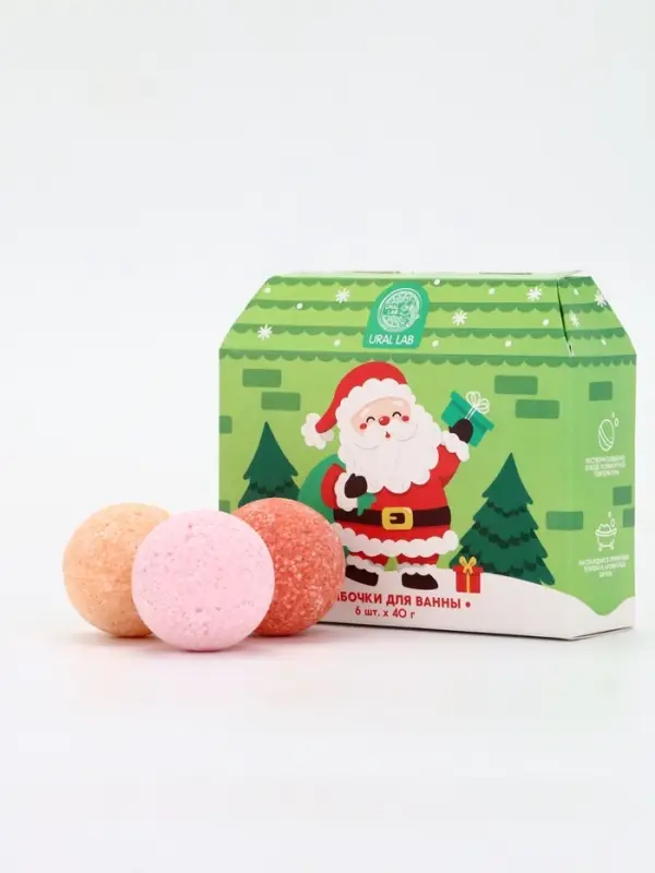 Бомбочки для ванны в домике &laquo;Дед Мороз&raquo;, набор 6 шт х 40 г, URAL LAB