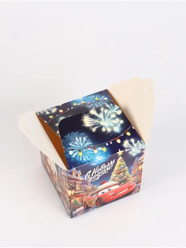 Коробка складная "С Новым годом!", Тачки , 12 х 12 х 12 см