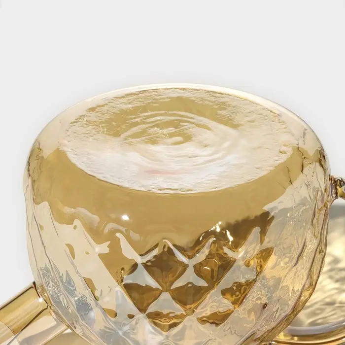 Чайник заварочный стеклянный BellaTenero &laquo;Круиз&raquo;, 1 л, с бамбуковой крышкой и металлическим фильтром, цвет золотой