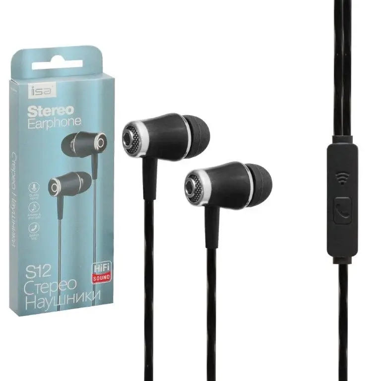 Наушники ISA S12 с микрофоном черные