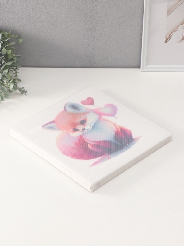 Фотоальбом магнитный 20 листов "Лисёнок с сердечками" кожзам, в коробке 2,6х32х33,5 см