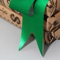 Бант - бабочка, Металлизированный с глиттером №4.5, зелёный