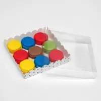 Коробочка для печенья с PVC крышкой &laquo;Горох&raquo;, белая, 15&times;15&times;3 см