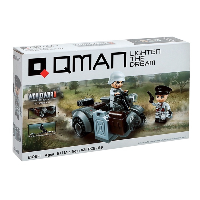 Конструктор блочный Вторая мировая война &laquo;Военный мотоцикл&raquo;, 69 деталей