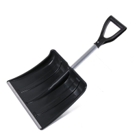 Лопата для уборки снега, автомобильная, пластиковый ковш 380 &times; 370 мм, алюминиевая планка, алюминиевый черенок, с ручкой