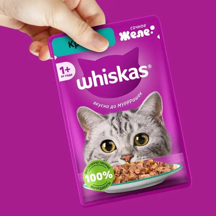 Влажный корм Whiskas для кошек, желе кролик, 75г