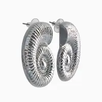 Серьги пластик &laquo;Ракушка&raquo; крупная, цвет серебро