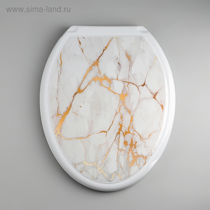 Сиденье для унитаза &laquo;Декор. Белый мрамор&raquo;, 44 х 36 см, с крышкой, белое