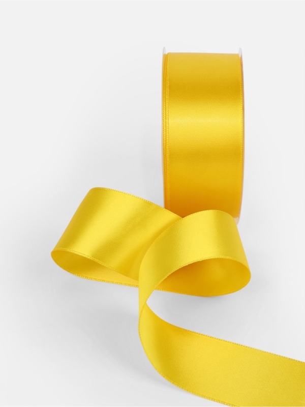 Лента атласная двухсторонняя № 0645 38мм*25&plusmn;1м жёлтый TR