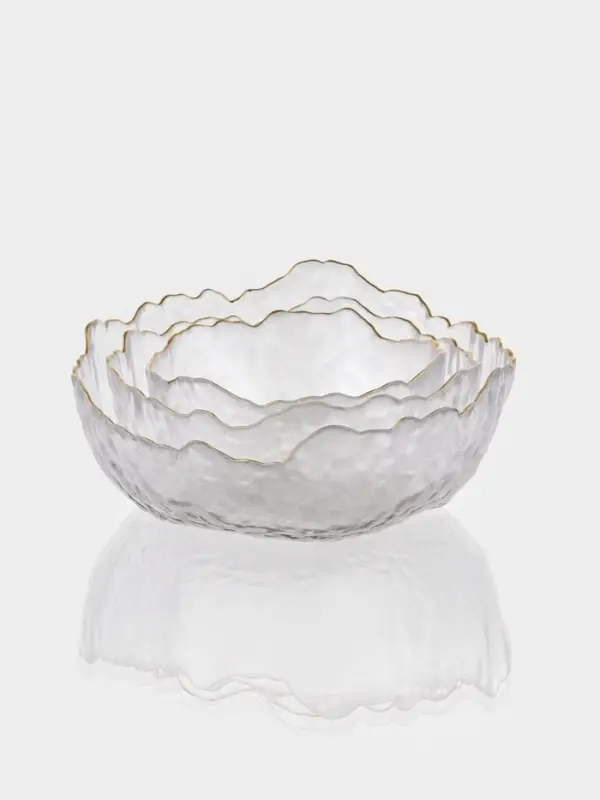 Набор салатников "Вулкан" 3 шт, золотой обод, 20х8 см